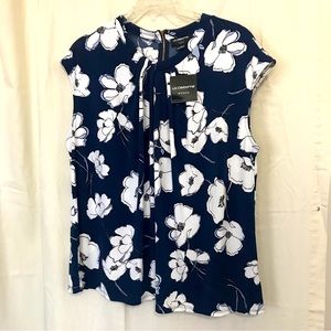 Blue/White Floral Dress Blouse 1X